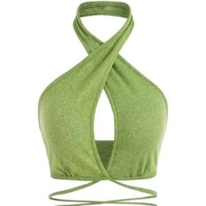 Vovigor Green Tie Up Crop Top